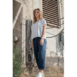 Overview image: E Blouse White Navy